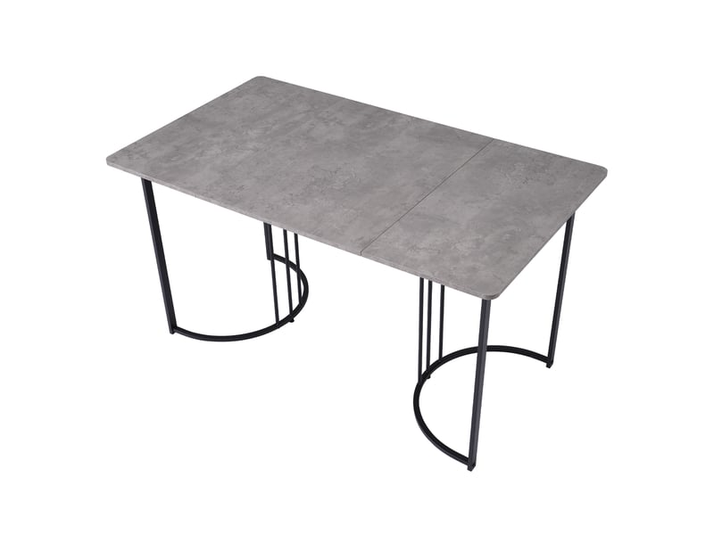  Table à manger 140x80cm, table rectangulaire avec motif marbre, plateau en mdf, pied en métal, gris+noir  - Conforama A