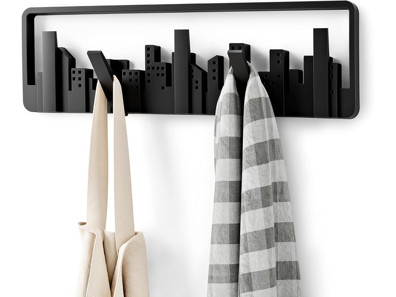  Porte-manteau mural moderne avec patères, avec 5 crochets, d'intérieur, noir XJD001170ZLS - Conforama B