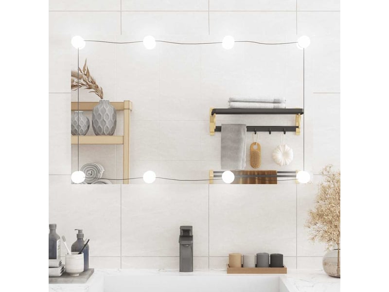 Miroir mural avec lumières led 50x80 cm verre rectangulaire cf62825 - Conforama B