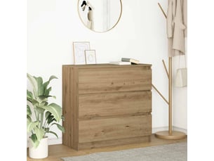 Buffet - bahut - meuble de rangement chêne artisanal 80x35x76 cm bois d'ingénierie