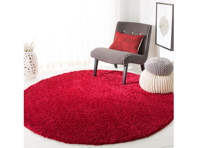  Tapis shag en polypropylène rouge, 160 cm  - Conforama C
