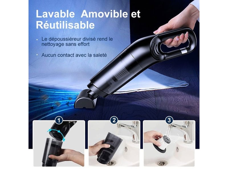  Aspirateur a main sans fil 10000pa 4000mah noir avec accessoires  - Conforama E