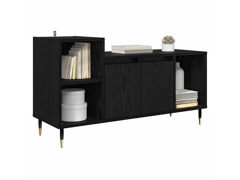  Meuble tv - banc tv - meuble de rangement 100 x 35 x 55 cm chêne noir bois d'ingénierie  - Conforama C