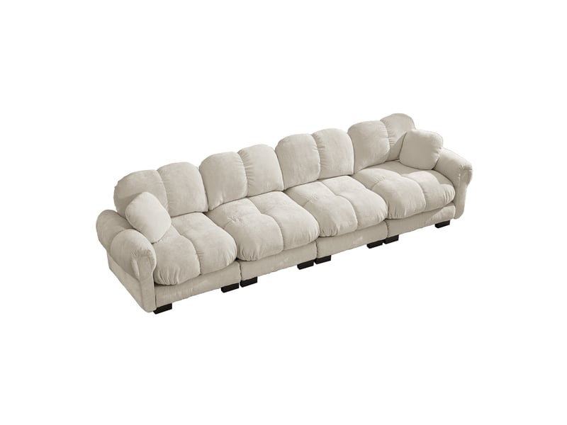  Canapé modulable modenvie 4 places en chenille kaki clair 330 x 86 x 90 cm  - Conforama A