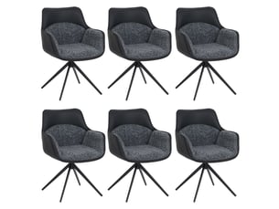 Lot de 6 chaises de salle à manger hwc-r23, chaises de cuisine pivotantes, en similicuir et tissu chenille (410 gm²) - gris foncé