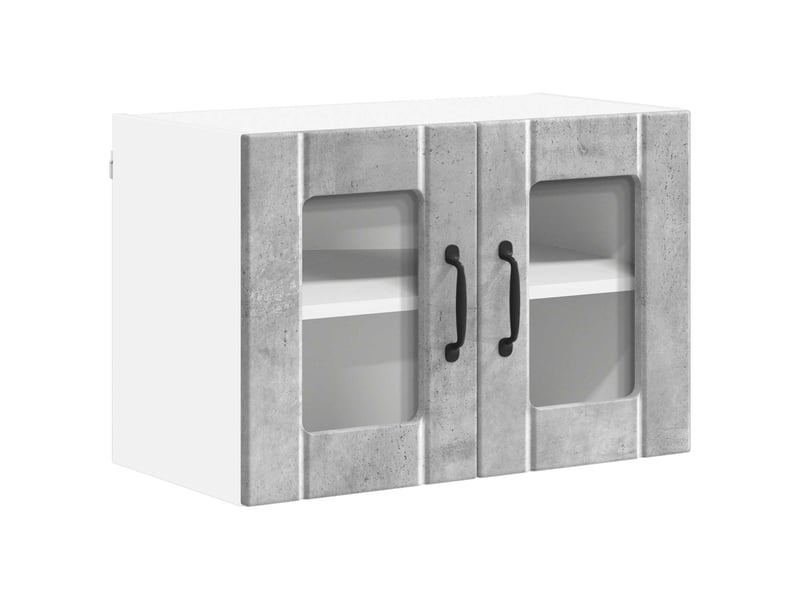  Meuble mural de cuisine, cabinet en verre mural 2 pcs gris béton bois d'ingénierie shl5955  - Conforama E