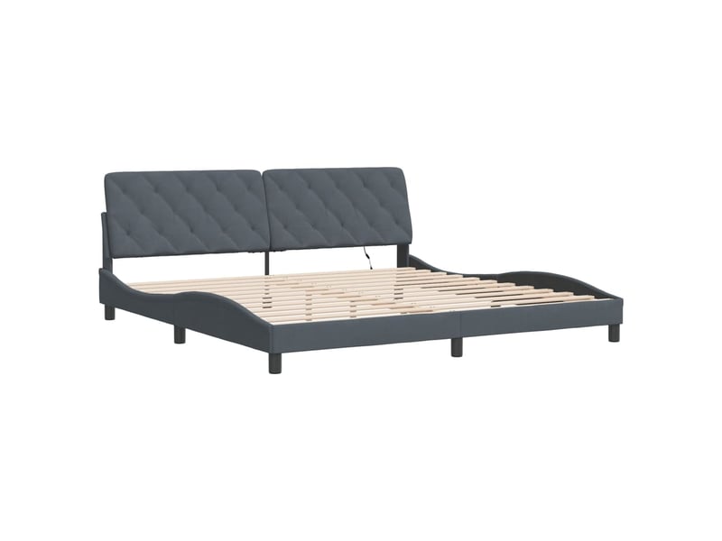  Lit double- lit adulte -  cadre de lit avec led sans matelas gris foncé 200x200 cm velours  - Conforama B