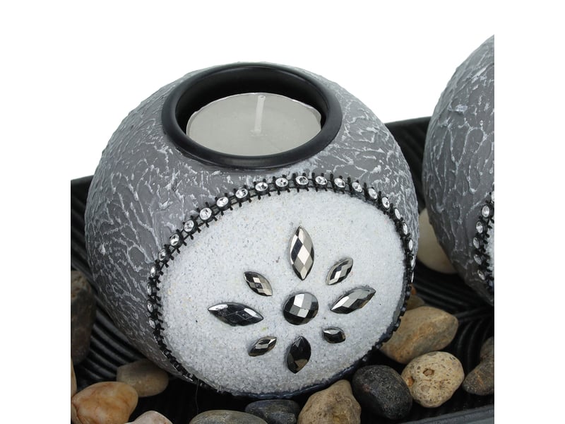  Lot de 3 bougeoirs ronds décoratifs pour table ambiance cosy 30 x 10 x 5 cm en métal argenté 13_0011902  - Conforama C