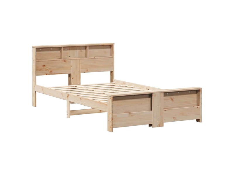  Lit double- lit adulte -  cadre de lit avec étagère marron 120 x 200 cm pin massif  - Conforama C