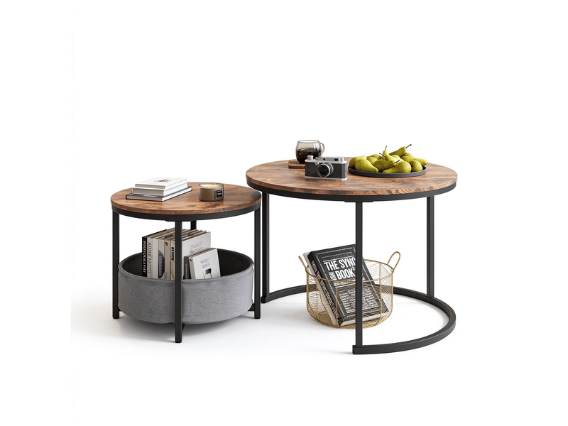 Tables basses imbriquées lot de 2 design industriel avec structure métallique - Conforama A