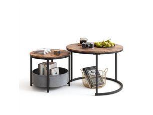 Table basse rond(e) coloris marron OSUPNESSEE  - 70 cmx70 cm