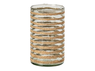 Photophore cylindrique en verre torben 25cm doré