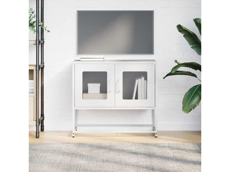  Meuble tv - banc tv - meuble de rangement blanc 68x39x60,5 cm acier laminé à froid  - Conforama D