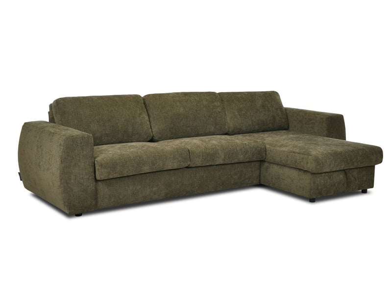 Bobochic canapé d'angle réversible convertible coffre hugo ouverture express tissu texturé vert 140x190 réversible HUGO - Conforama A