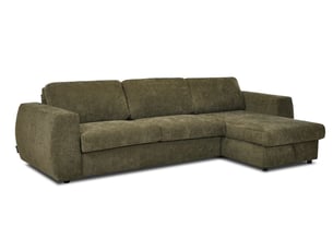 Canapé d'angle réversible convertible BOBOCHIC HUGO 4 places Tissu vert avec coffre de rangement