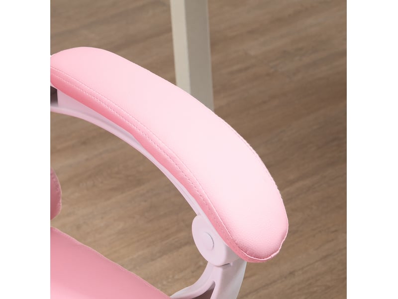  Chaise de bureau rose en cuir régénéré avec repose-pieds, dossier inclinable 135° et hauteur réglable 47-55 cm  - Conforama D