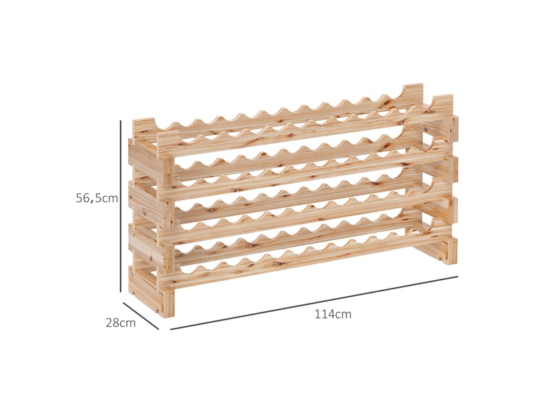  Casier à bouteilles pour 48 bouteilles, étagère à vin avec 4 niveaux modulable, 114×28×56,5cm, bois naturel  - Conforama C