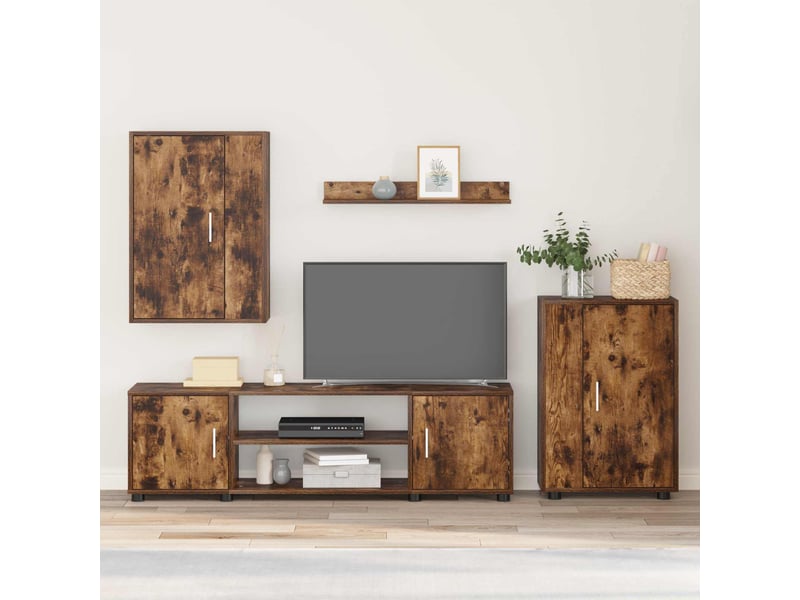 Ensemble meuble tv - banc tv - meuble de rangement chêne fumé bois d'ingénierie  - Conforama B
