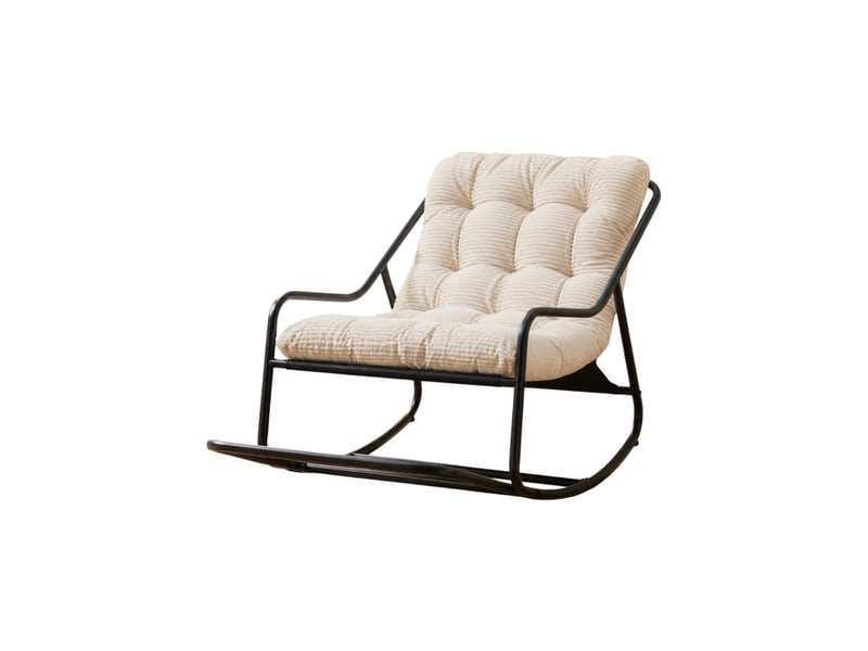Fauteuil à bascule extérieur 75x116x82 cm – blanc et noir – coussin épais et doux, balancement réglable - Conforama D