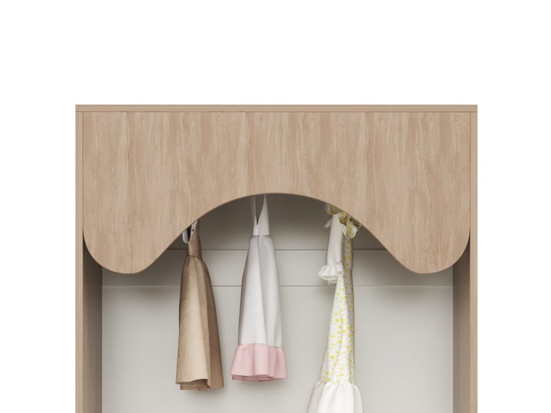 Dressing enfant ouvert 2 tiroirs et tringle blanc et naturel 80 x 46 x 141.5 cm  - Conforama E