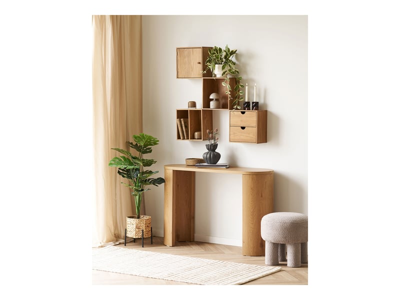  Console bibione en mdf naturel avec pieds en bois clair 114x38x75 cm  - Conforama E
