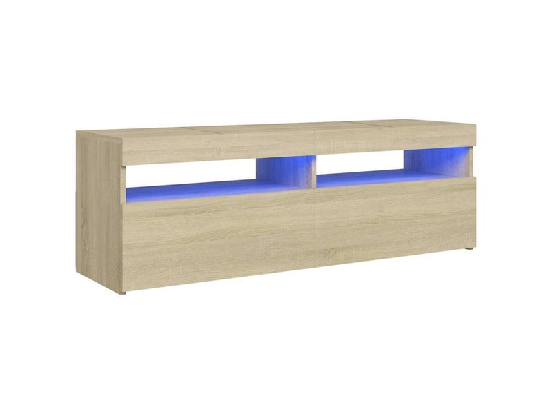  Meuble tv - banc tv - meuble de rangement avec lumières led chêne sonoma 120x35x40 cm  - Conforama B