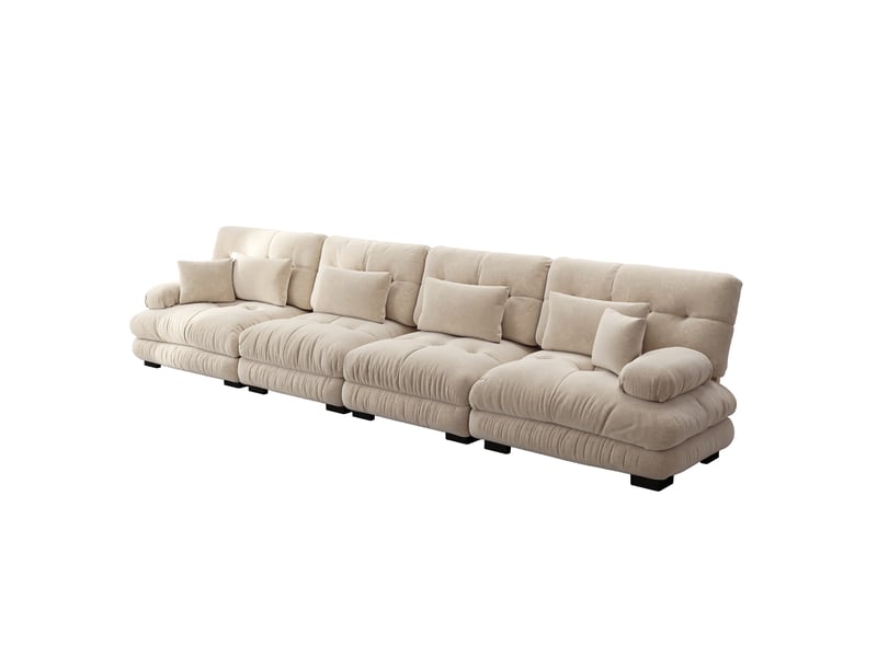  Canapé d'angle, canapé convertible – marron clair, en tissu chenille, assise profonde, 4 places  - Conforama B