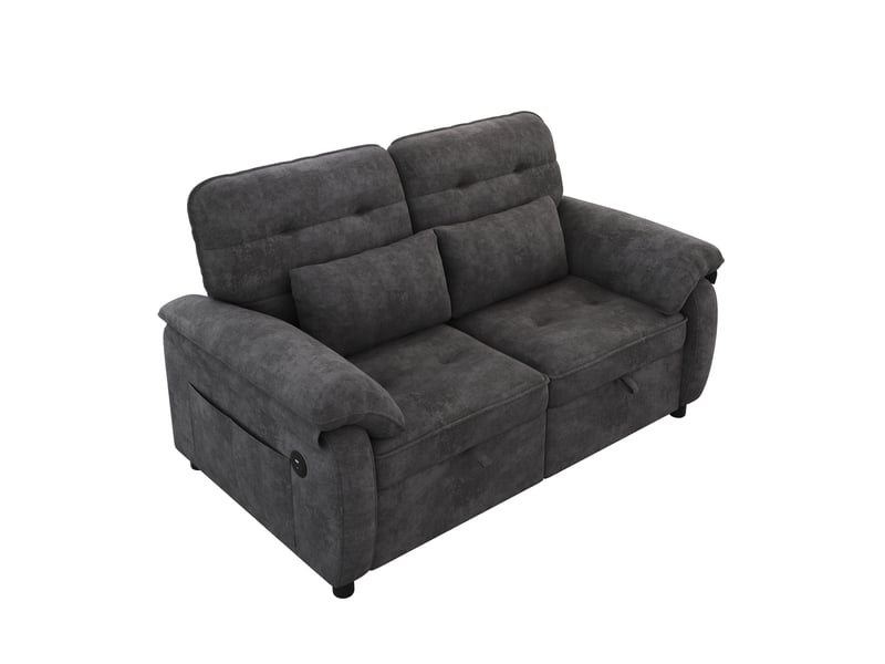 Canapé-lit 3-en-1 142x90x86,5 cm dossier réglable gris sans matelas - Conforama D