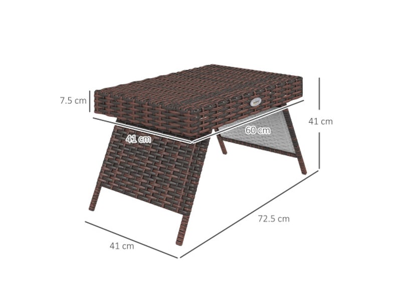 Table de jardin pliante en rotin marron, résistante aux intempéries, 60x41x41 cm, balcon et terrasse - Conforama C