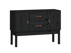 Buffet - bahut - meuble de rangement noir 110x40x78 cm bois massif de pin