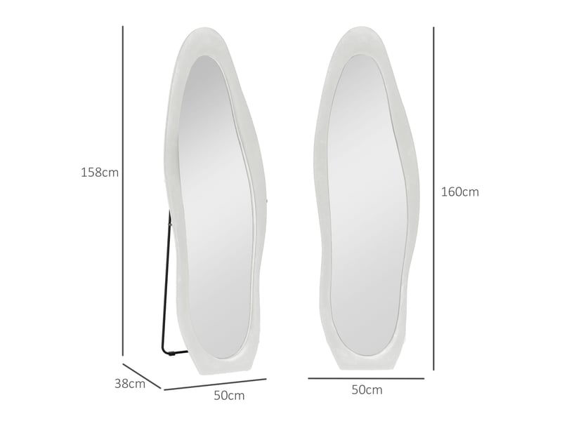  Miroir sur pied 50x160 cm cadre ondulé en mdf blanc  - Conforama E