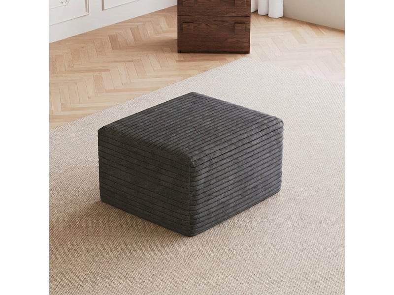 Pouf gris foncé repose-pieds en velours côtelé 65x60x38 cm - Conforama B