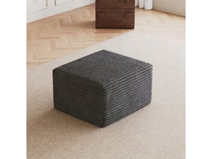 Pouf gris foncé repose-pieds en velours côtelé 65x60x38 cm