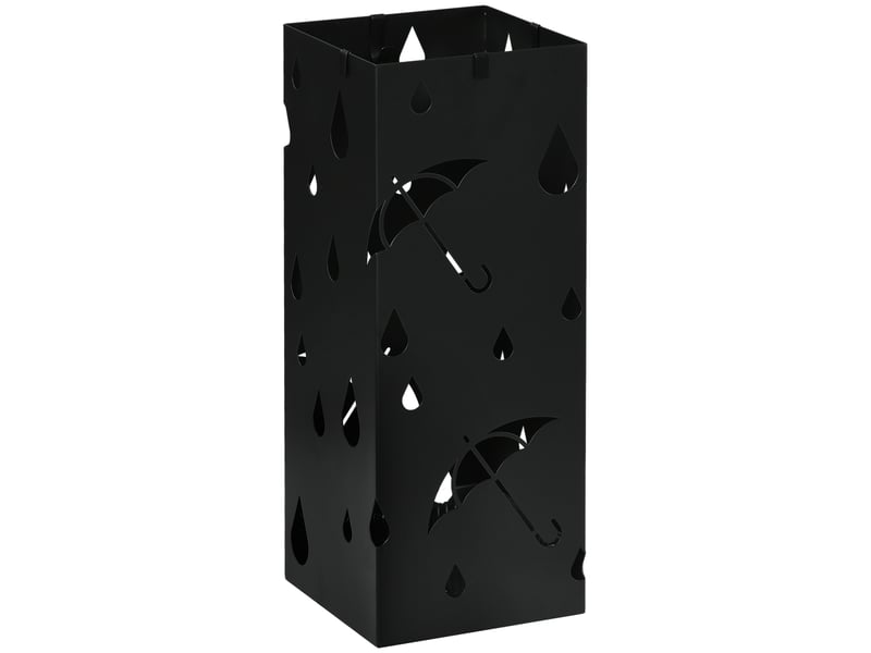  Porte-parapluie en métal avec 4 crochets et bac égouttoir, 15,5 x 15,5 x 41 cm, noir  - Conforama A