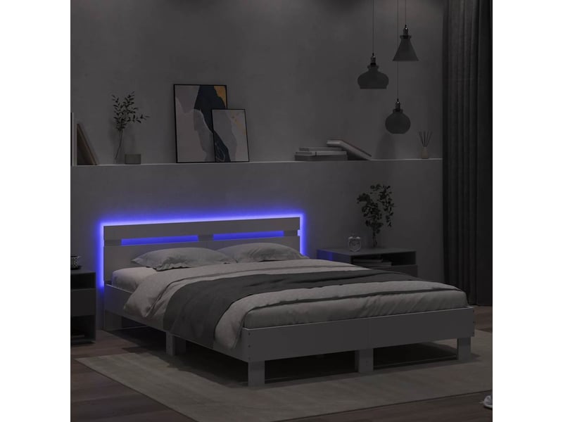 Lit double- lit adulte - cadre de lit avec led sans matelas blanc 150x200 cm - Conforama C