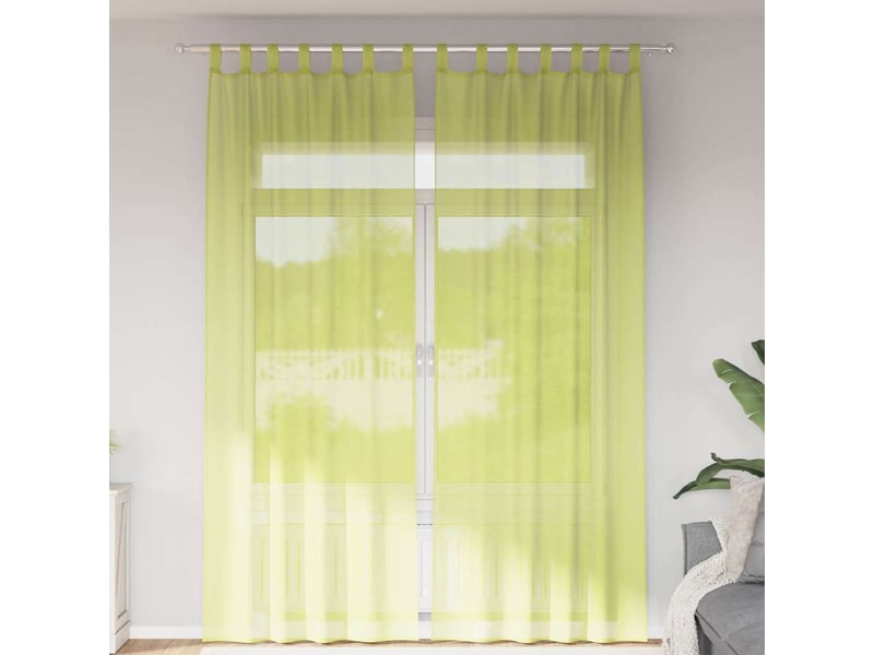  Lot de 2 rideaux en voile, voilages avec passants vert pomme cf44455  - Conforama B