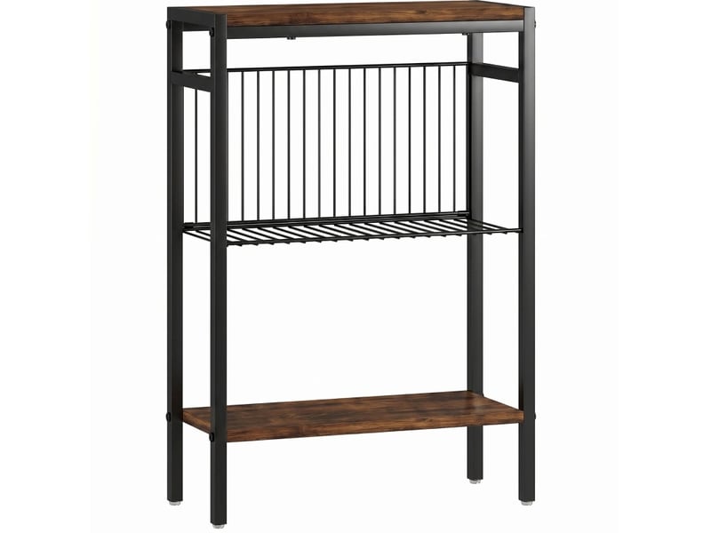  Table de chevet avec 3 étagères ouvertes, style industriel, pour chambre et salon, brun rustique, 43 × 18 × 62,5 cm  - Conforama A