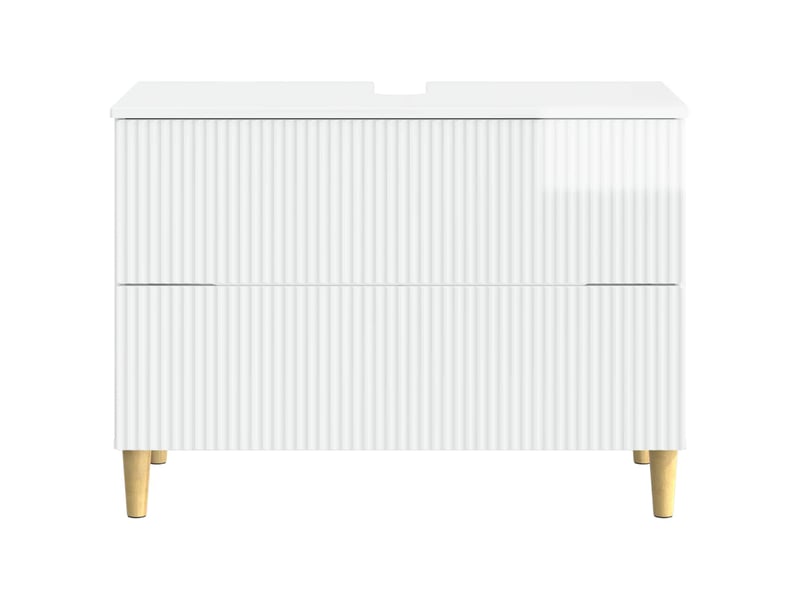 Meuble sous lavabo de salle de bain arnhem blanc brillant cf64816 - Conforama D