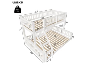 Lit mezzanine 140x200 cm <strong></strong>  <strong></strong> coloris blanc