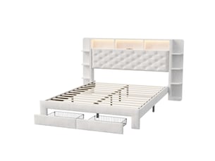 Lit avec rangement 160x200 cm BURSDANY coloris blanc
