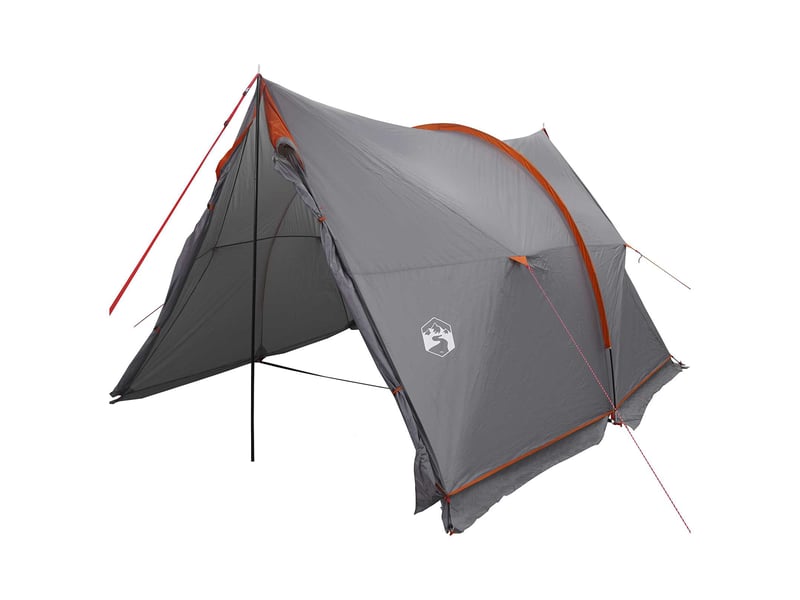  Tente de camping, tente avec auvent résistante à l'eau gris et orange  - Conforama A