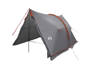 Tente de camping, tente avec auvent résistante à l'eau gris et orange