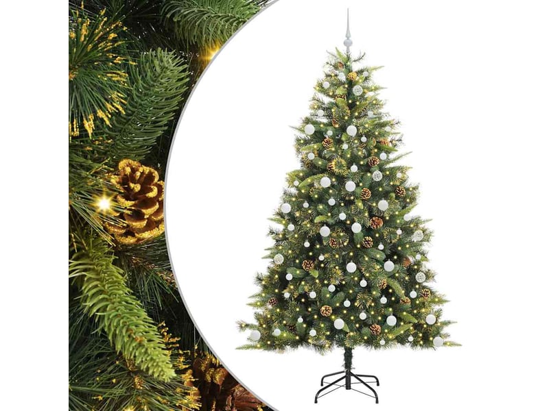 Sapin de noël - arbre de noël artificiel avec branches pliables et cônes 210 cm - Conforama A