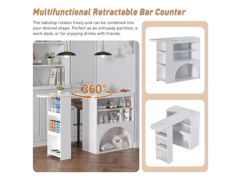 Table extensible haute avec rangements et espace pour animal en mdf 120×40×100 cm blanche - Conforama C