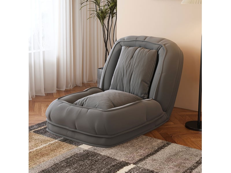  Fauteuil relax convertible 180x90x26 cm pliable réglable 5 positions metal gris sans matelas  - Conforama B