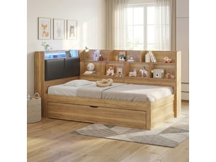 Lit gigogne 90x200 cm OKMYHOME coloris naturel