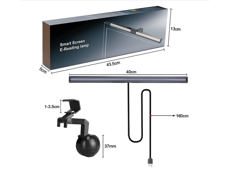  Lampe de bureau led pour écran pc – alimentée par usb, noir  - Conforama E