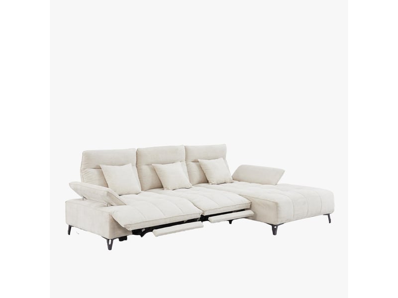  Canapé d'angle relax électrique en tissu matelassé beige - angle droit  - Conforama B