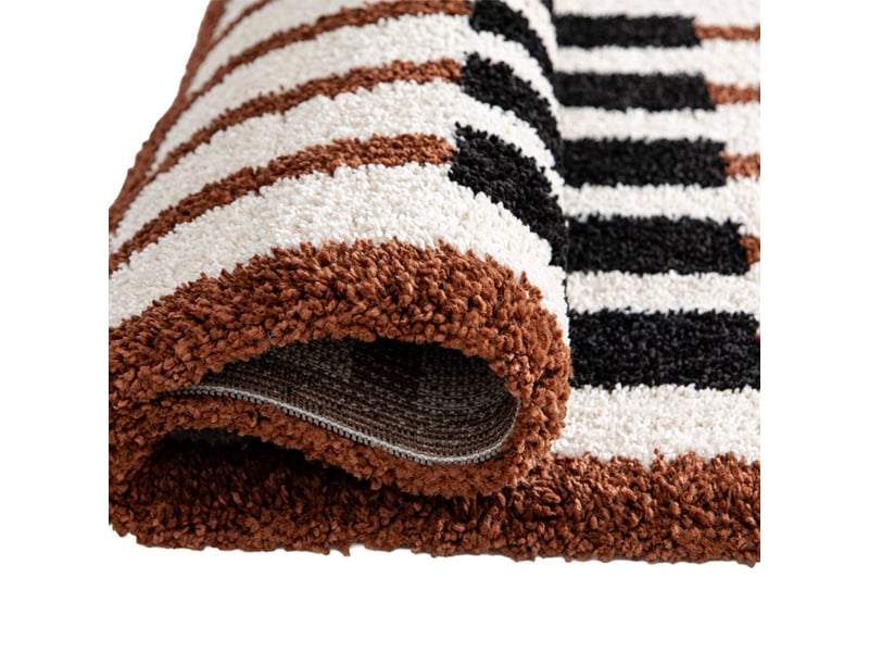  Tapis intérieur motif géométrique crème. Terracotta et noir 160 x 230cm - juno  - Conforama D