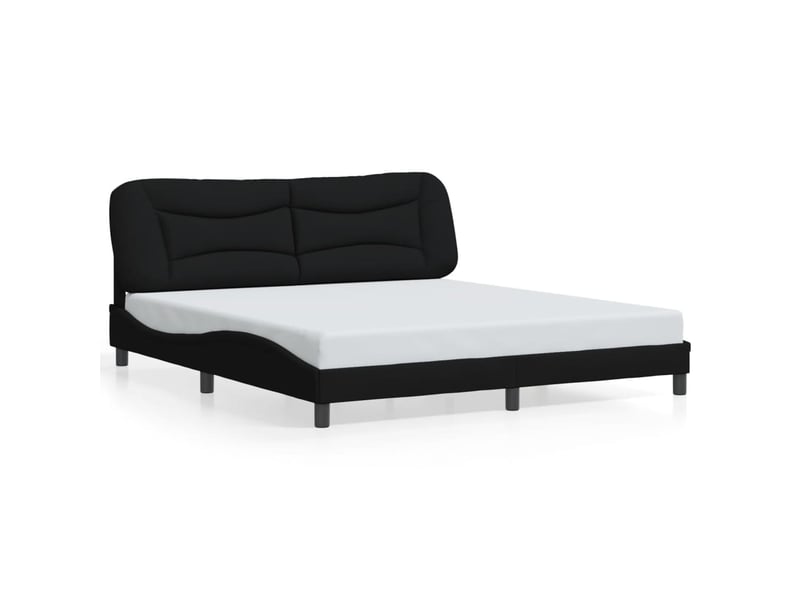  Lit double- lit adulte -  cadre de lit avec led sans matelas hvar noir 180x200 cm tissu  - Conforama D